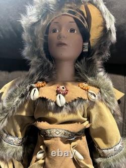 Vintage Rare Indian Porcelain Doll 22in. Tall