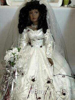 Vintage Rare Porcelain Collectible African American Bride Doll (30 tall)