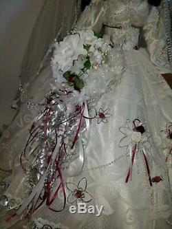 Vintage Rare Porcelain Collectible African American Bride Doll (30 tall)