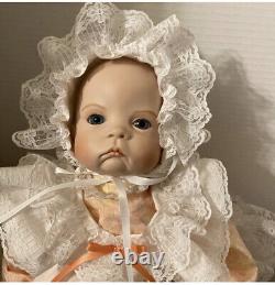 Vintage Realistic Porcelain Face & Hands Blonde & Blue Eyes Petticoat Baby Doll