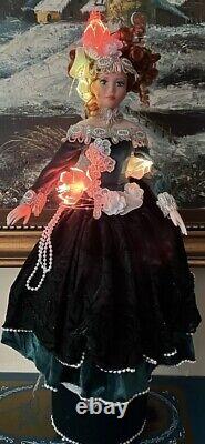 Vintage Rustie Collectible Porcelain Doll Holly Fiber Optic, 16 in+5in(stand)