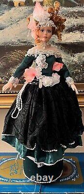 Vintage Rustie Collectible Porcelain Doll Holly Fiber Optic, 16 in+5in(stand)