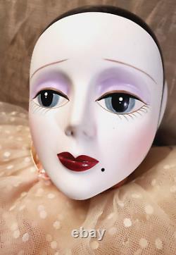 Vintage SILVESTRI Harlequin Porcelain Large Doll Rag Body Clown Pierrot 39'