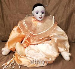 Vintage SILVESTRI Harlequin Porcelain Large Doll Rag Body Clown Pierrot 39'