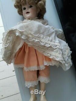 Vintage Shirley Temple Doll. 17. Composition Body, Porcelain Head. Real hair