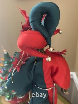 Vintage Show Stopper Mardi Grass Porcelain Xmas Doll -Poinsettia Design