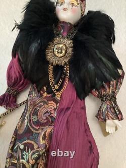 Vintage Show Stoppers Porcelain Harlequin Jester Doll Plays Music