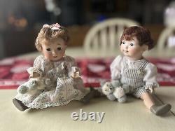 Vintage Signed Elaine Pilsitz Porcelain 8 1/2 Dolls Movable Limbs RARE! 1981