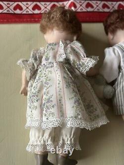 Vintage Signed Elaine Pilsitz Porcelain 8 1/2 Dolls Movable Limbs RARE! 1981