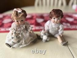 Vintage Signed Elaine Pilsitz Porcelain 8 1/2 Dolls Movable Limbs RARE! 1981