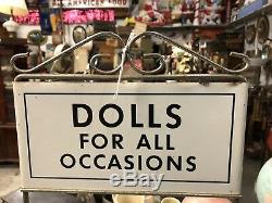 Vintage Store Doll Stand Display Porcelain Metal Advertising RARE Large Old