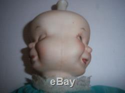 Vintage Three Different Faces Porcelain/bisque And Material Stuffed Doll