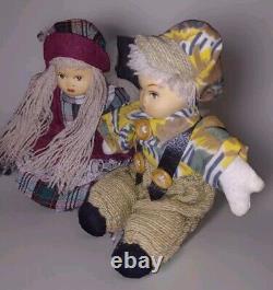 Vintage Unbranded Boy & Girl Porcelain 5 Dolls