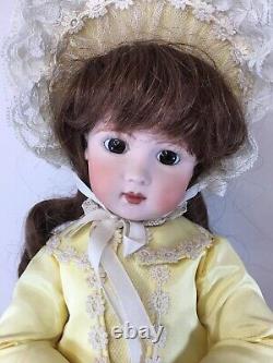 Vintage Unknown Maker Porcelain Head with Composite Body Doll with Yellow Dress