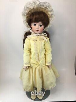 Vintage Unknown Maker Porcelain Head with Composite Body Doll with Yellow Dress