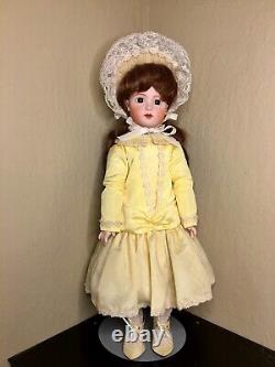 Vintage Unknown Maker Porcelain Head with Composite Body Doll with Yellow Dress