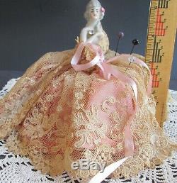 Vintage VICTORIAN PIN CUSHION Porcelain Half Doll MADE IN GERMANY