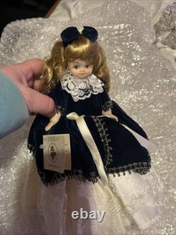 Vintage Venice Italy Porcelain Doll 8 Certificato di Garanzia Lace Blue Velvet