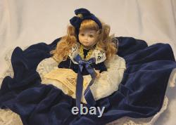 Vintage Venice Italy Porcelain Doll 8 Certificato di Garanzia Lace Blue Velvet