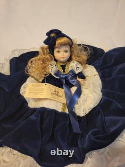 Vintage Venice Italy Porcelain Doll 8 Certificato di Garanzia Lace Blue Velvet