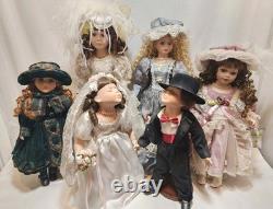 Vintage Victorian 6 Pc Porcelain Doll Collection Lot Girls Toys Bundle Old Gift