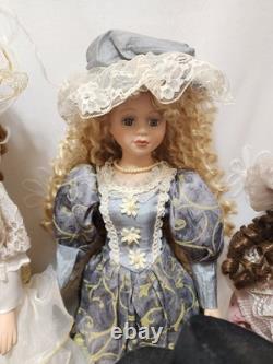 Vintage Victorian 6 Pc Porcelain Doll Collection Lot Girls Toys Bundle Old Gift