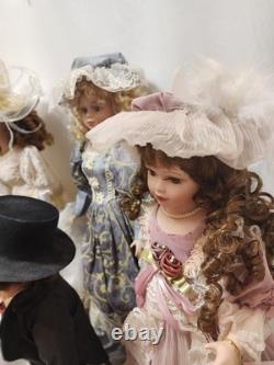 Vintage Victorian 6 Pc Porcelain Doll Collection Lot Girls Toys Bundle Old Gift