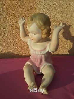 Vintage Victorian Piano Baby 7.25 antique bisque porcelain doll Art Noveau