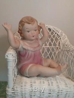 Vintage Victorian Piano Baby 7.25 antique bisque porcelain doll Art Noveau