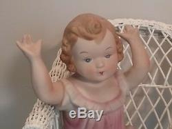 Vintage Victorian Piano Baby 7.25 antique bisque porcelain doll Art Noveau