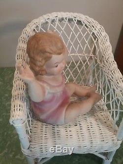 Vintage Victorian Piano Baby 7.25 antique bisque porcelain doll Art Noveau