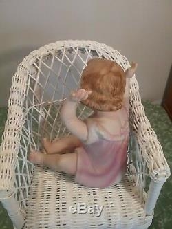 Vintage Victorian Piano Baby 7.25 antique bisque porcelain doll Art Noveau