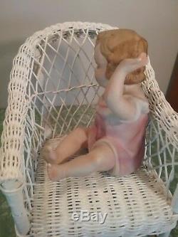 Vintage Victorian Piano Baby 7.25 antique bisque porcelain doll Art Noveau