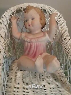 Vintage Victorian Piano Baby 7.25 antique bisque porcelain doll Art Noveau