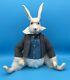 Vintage White Rabbit Doll Alice In Wonderland Ceramic Head & Hands, Real Clothes