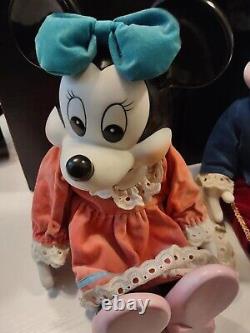 Vintage Walt Disney Mickey & Minnie Mouse Porcelain Wind up Musical Dolls