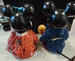 Vintage Walt Disney Mickey & Minnie Mouse Porcelain Wind up Musical Dolls