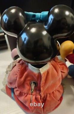 Vintage Walt Disney Mickey & Minnie Mouse Porcelain Wind up Musical Dolls