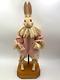 Vintage Wendy Brent Jestebelle Bunny Rabbit Porcelain Holding Bear Musical 1986