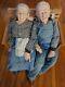 Vintage William Wallace Jr. Grandma And Grandpa Porcelain Dolls With Bench