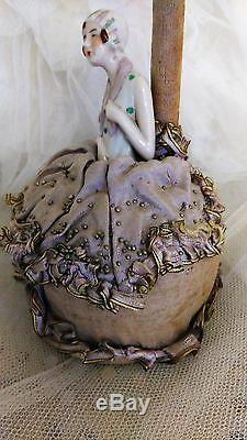 Vintage, art-deco, millinary hatstand / pin-cushion with half doll, hat display