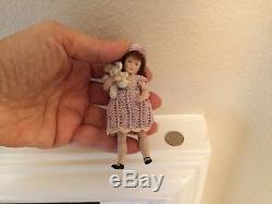 Vintage beautiful Porcelain Miniature Doll 3.2 Tall Jointed