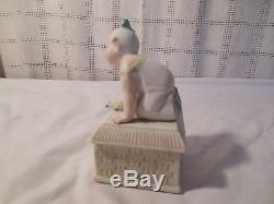 Vintage bisque porcelain piano baby withdoll trinket box Germany Rare