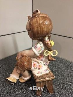 Vintage by Tiziano Galli Porcelain Figurine A Girl Spanking Doll. Rare Italy