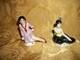 Vintage Lot Of 2 Porcelain 1/2 Doll, Pin Cushion, Full Body, Sitting, Germany