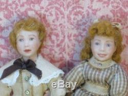 Virginia Davis Orenyo Vintage Pair of Sibling Dolls Artisan Dollhouse Miniature