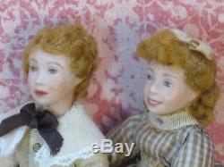 Virginia Davis Orenyo Vintage Pair of Sibling Dolls Artisan Dollhouse Miniature