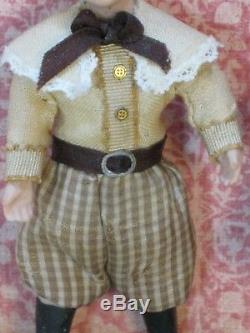 Virginia Davis Orenyo Vintage Pair of Sibling Dolls Artisan Dollhouse Miniature