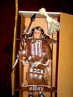 Vntg. 27 American Indian Chief Porcelain/Cloth Doll By Rambaud & Crawford/Excl