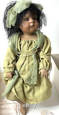 Vtg 2000 Linda Valentino Michel Porcelain African American Doll Marked Angel